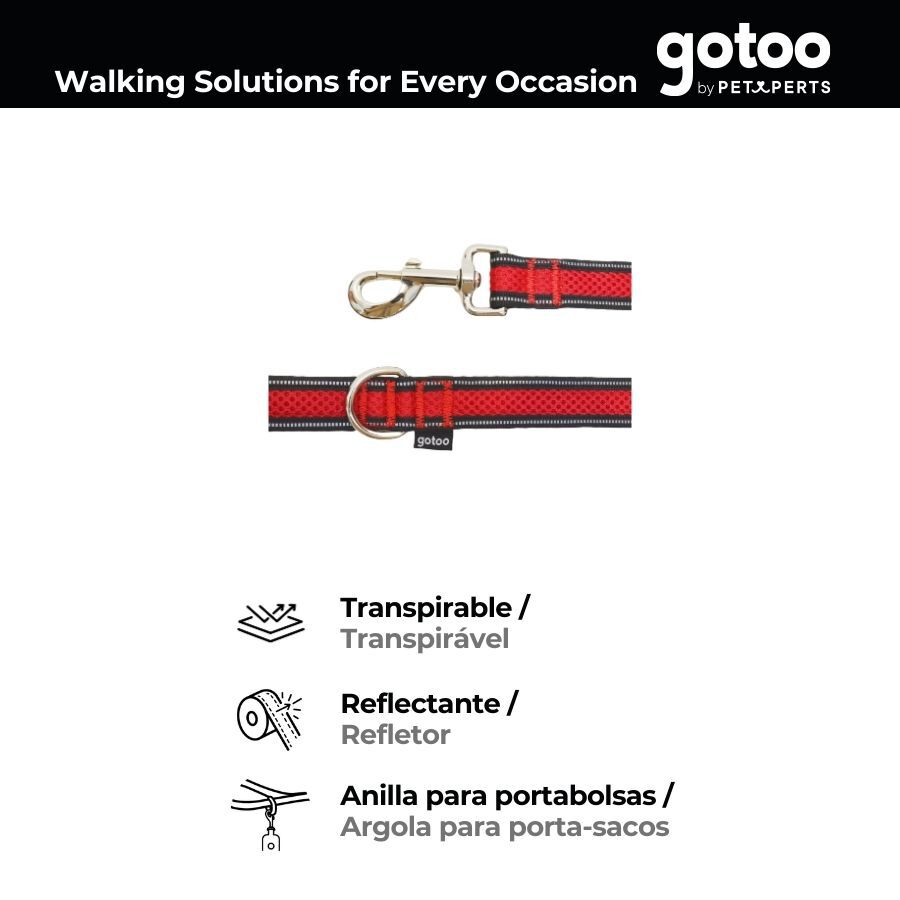 Gotoo Correa reflectante de malla roja para perro, , large Imagen numero 4