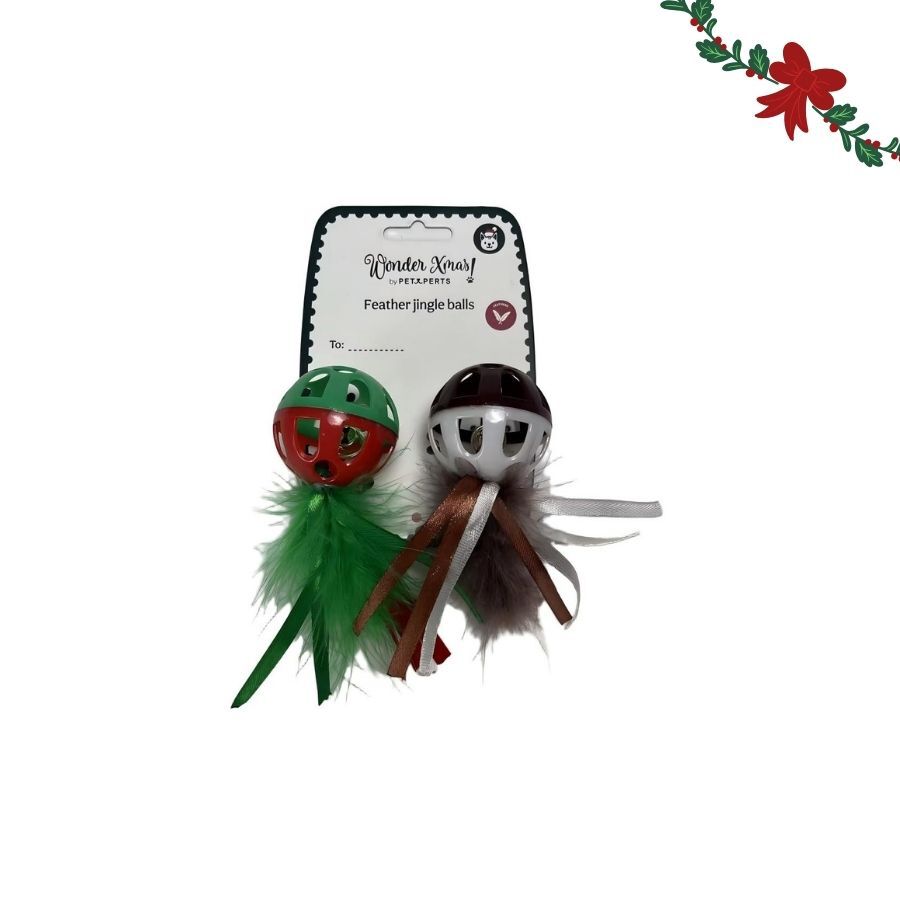 Wonder Christmas Pelota con Plumas y Cascabel Juguete para gatos, , large Imagen numero 6