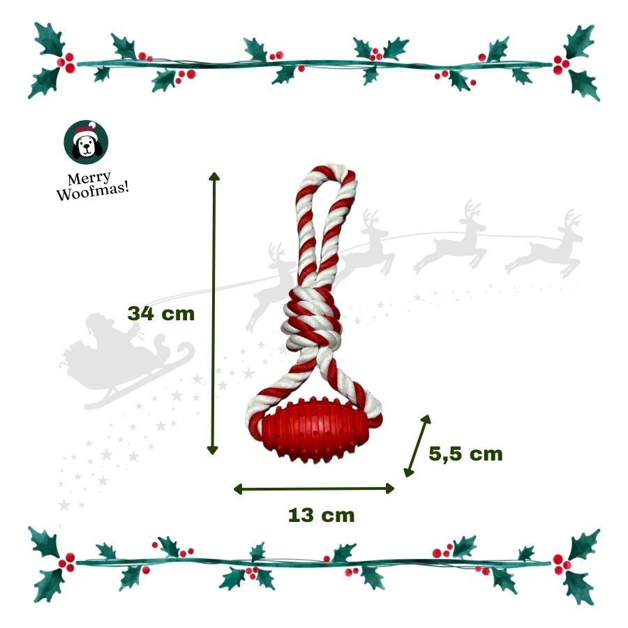 Wonder Christmas Hueso con Cuerda Juguete para perros, , large Imagen numero 3