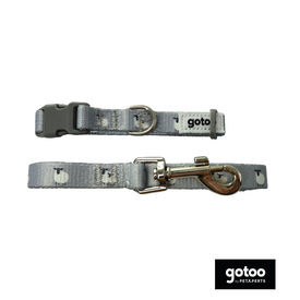 Gotoo Set de correa y collar con estampado ovejitas gris para cachorros