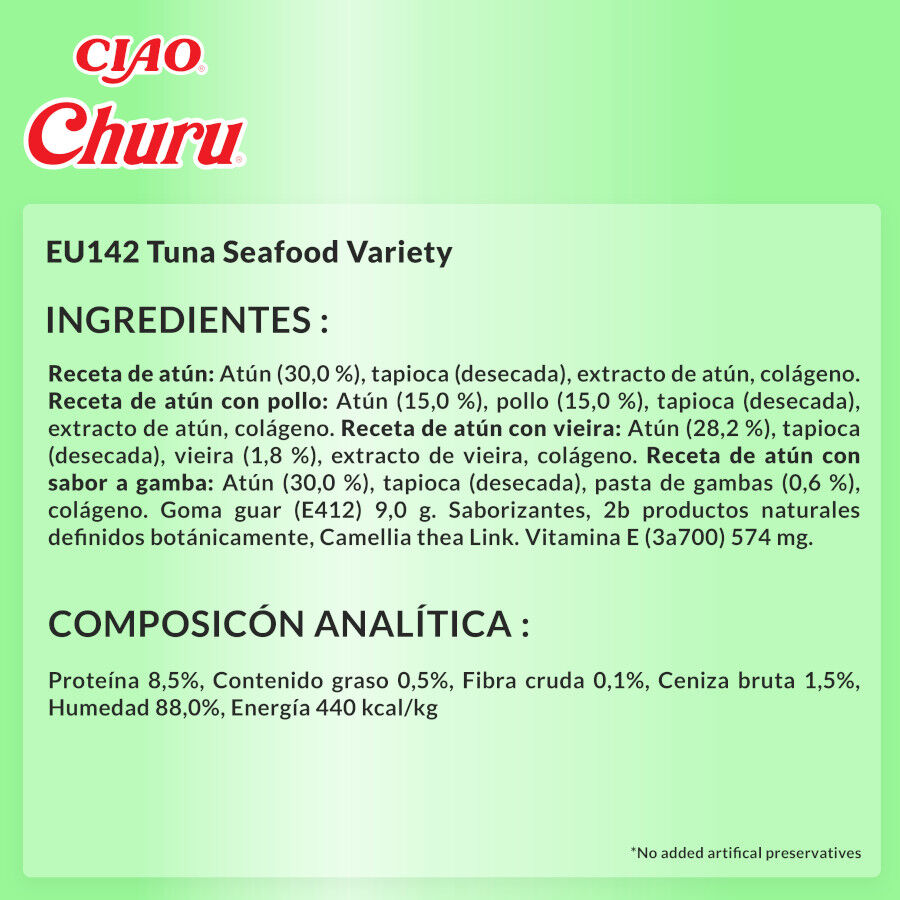 40 sobres x 14 g Churu Variedades de At&uacute;n con Marisco Snack L&iacute;quido para gatos, , large Imagen numero 7