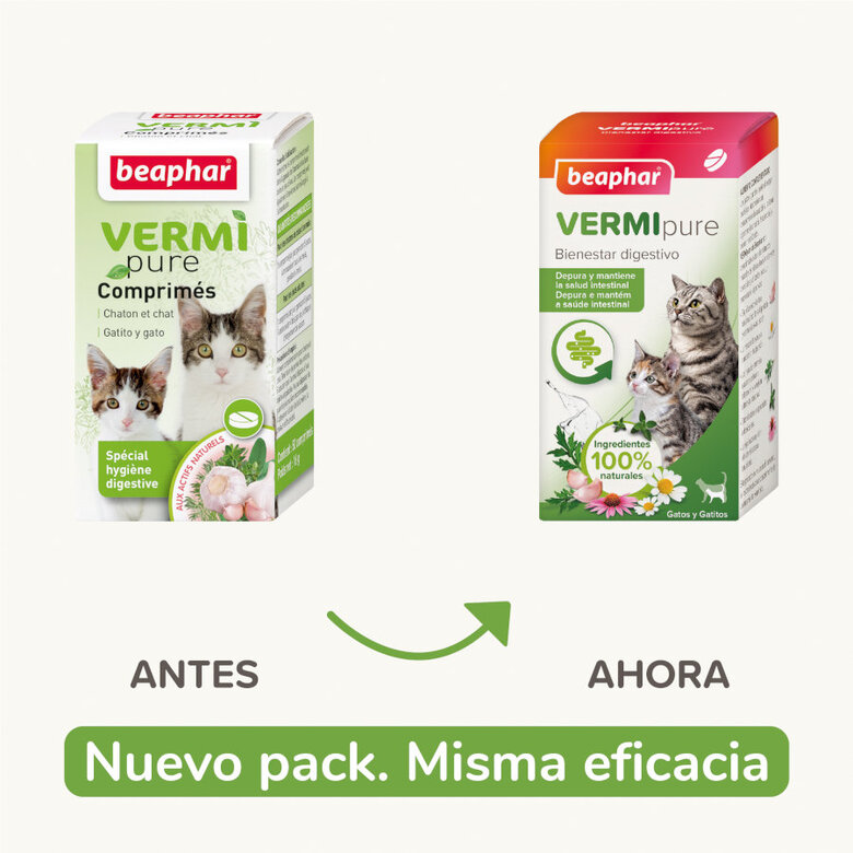 Beaphar VERMIpure Repelente Interno Natural en comprimidos para gatos y gatitos, , large image number null