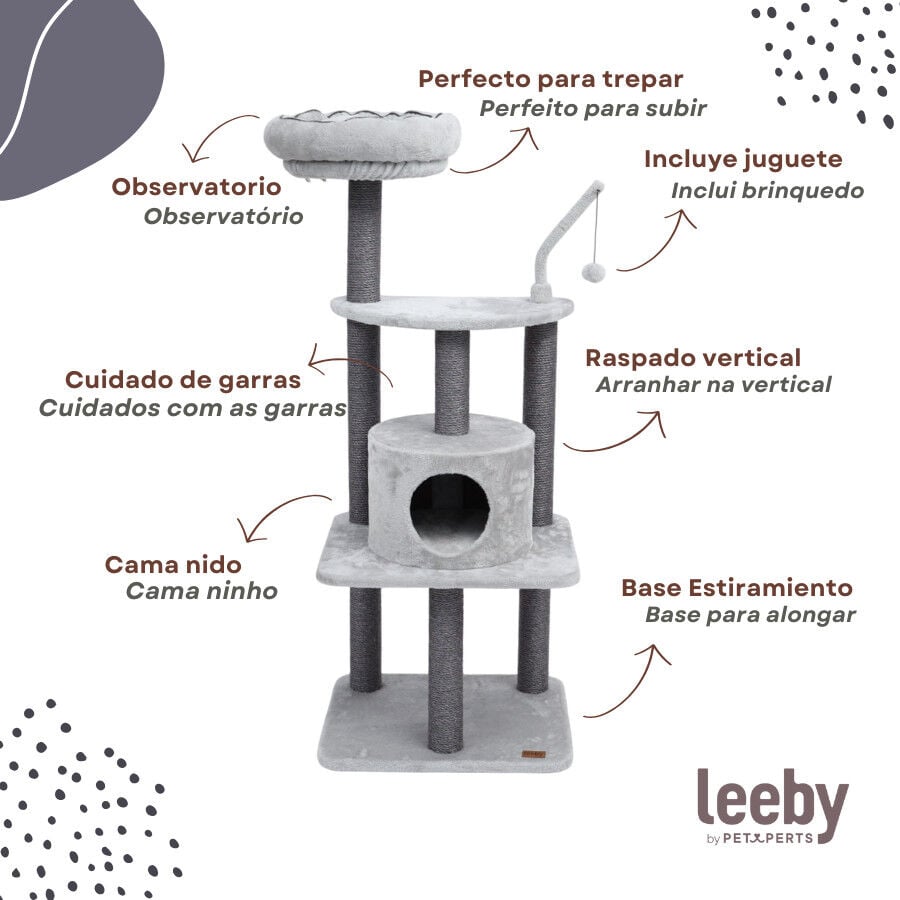 Leeby Kenzo árbol rascador con cama para gatos thumbnail