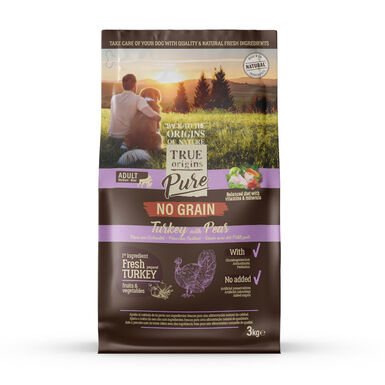 True Origins Pure Grain Free Adult Pavo pienso para perros