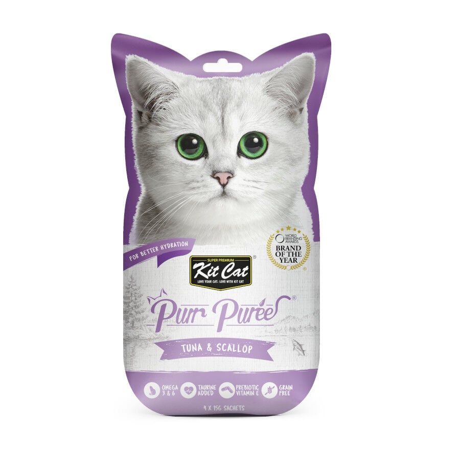 Kit Cat PurPuree At&uacute;n y Vieiras Snack para gatos, , large Imagen numero 1
