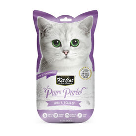 Kit Cat PurPuree At&uacute;n y Vieiras Snack para gatos