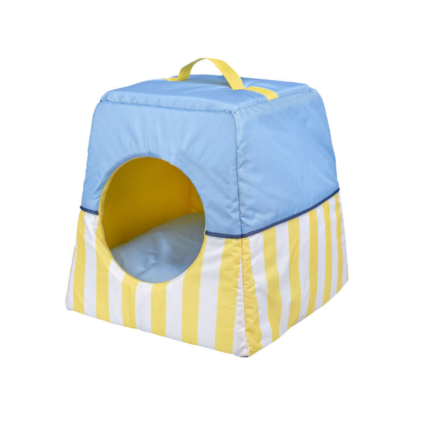 Summer Vibes Cama Cueva Azul y Amarillo para gatos, , large Imagen numero 5