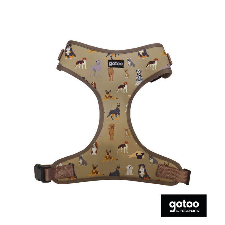 Gotoo Arnés ajustable estampado marrón para perros thumbnail