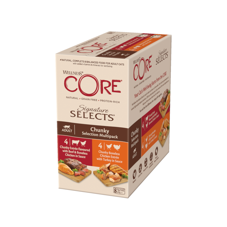 8 latas x 79 g Wellness Core Signature Selects Chunky lata para gatos, , large Imagen numero 1