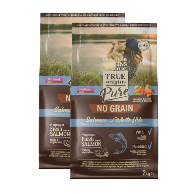 True Origins Pure Adult Sterilised Salmón No Grain pienso para gatos thumbnail