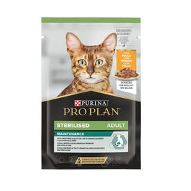 Pro Plan Sterilised Maintenance sobre con Pollo en salsa para gatos
