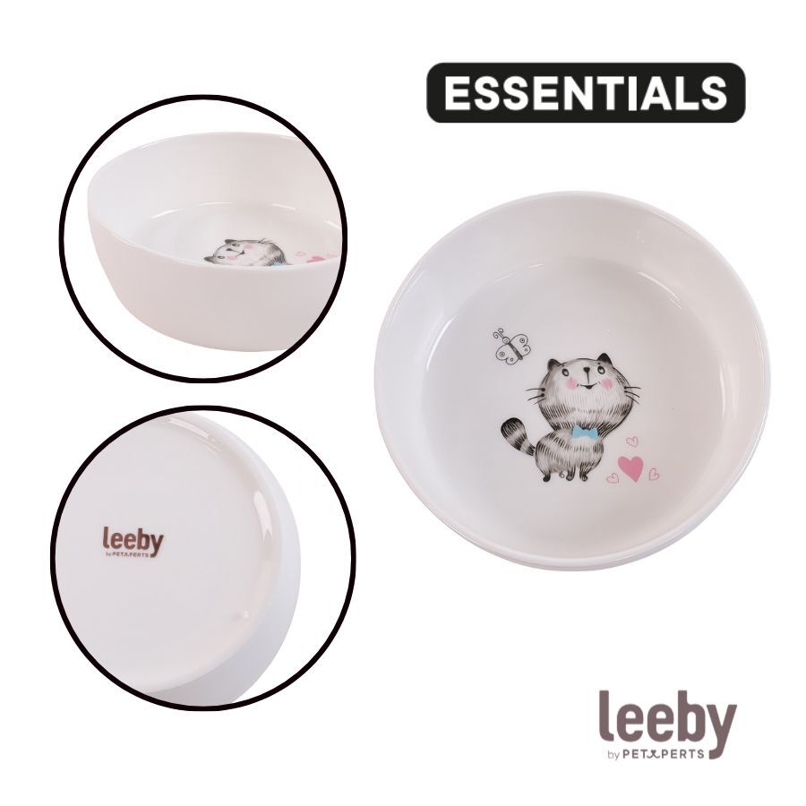 Leeby Comedero de Cer&aacute;mica Blanco para gatos, , large Imagen numero 3