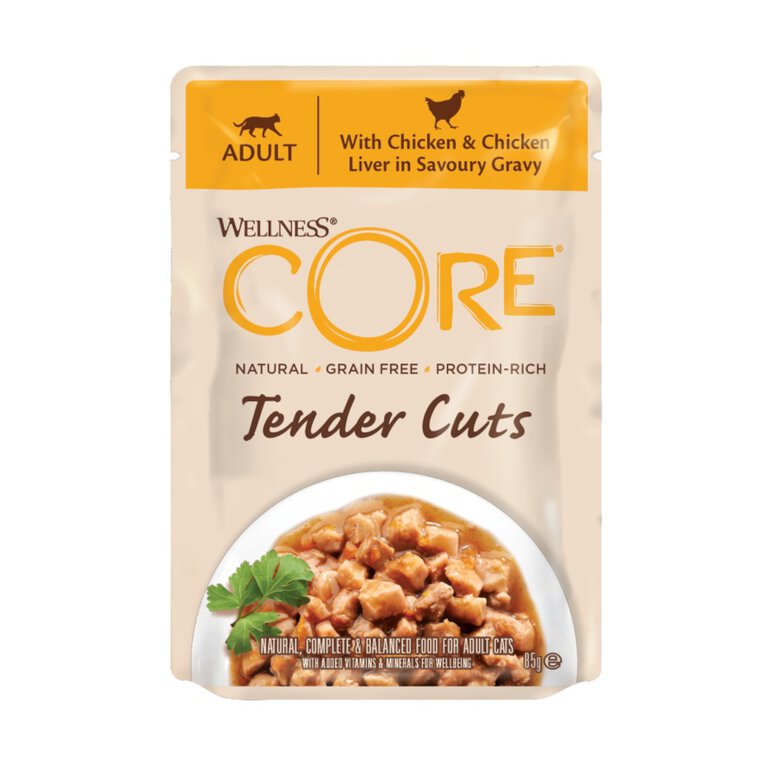 85 g Wellness Core Tender Cuts Pollo Sobre en salsa para gatos,  Imagen numero 1 85 g Wellness Core Tender Cuts Pollo Sobre en salsa para gatos, , large Imagen numero 1