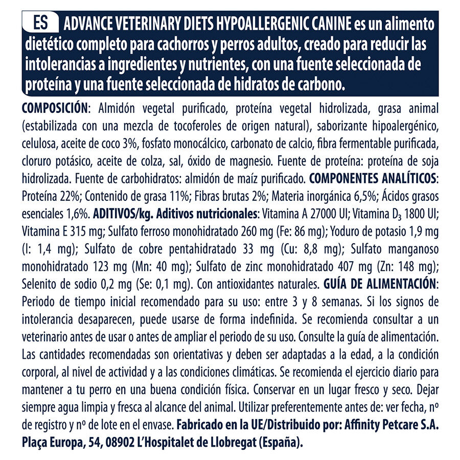 Advance Veterinary Diets Hypoallergenic pienso para perros Kiwoko