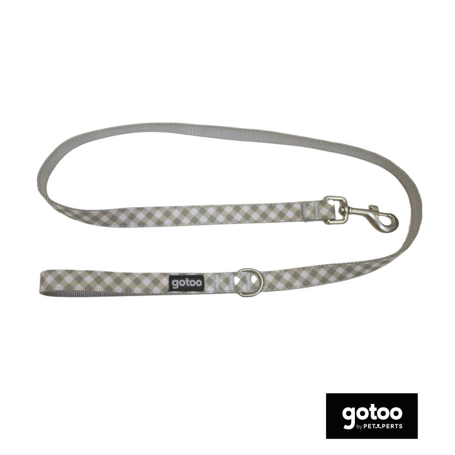 Gotoo Correa estampada cuadro vichy gris para perros thumbnail