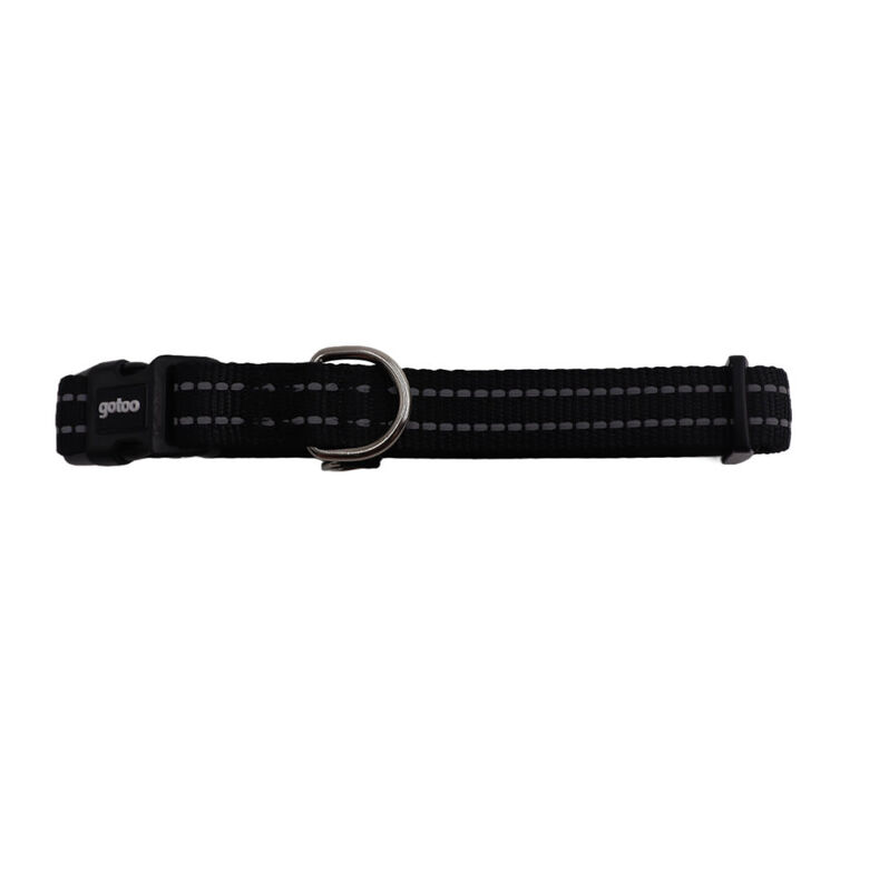 Gotoo Collar de nylon reflectante negro para perros thumbnail