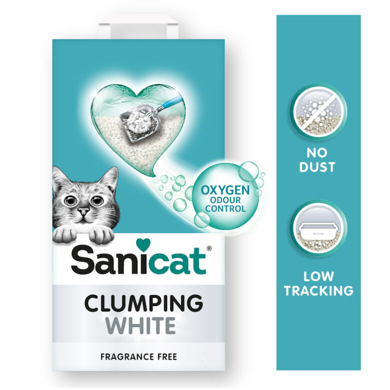 Sanicat Clumping White Arena Blanca Aglomerante sin perfume para gatos thumbnail