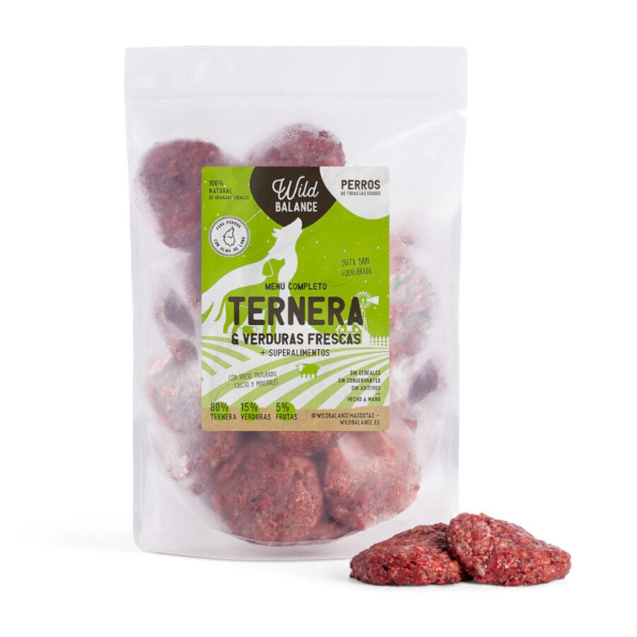 Wild Balance Barf Menú ternera y verduras comida congelada para perros