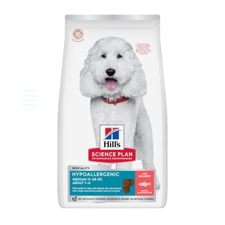 14 kg Hill's Science Plan Adult Medium Hypoallergenic Salmón pienso para perros,  Imagen numero 1 14 kg Hill's Science Plan Adult Medium Hypoallergenic Salmón pienso para perros, , large Imagen numero 1