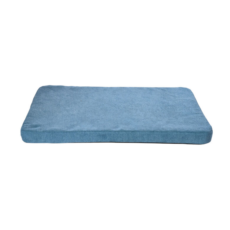 Leeby sofá de madera con colchón azul para perros thumbnail