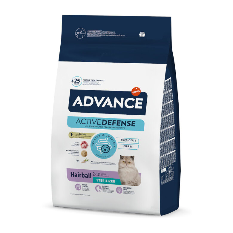 Affinity Advance Sterilized Hairball Pavo y Cebada pienso para gatos, , large image number null