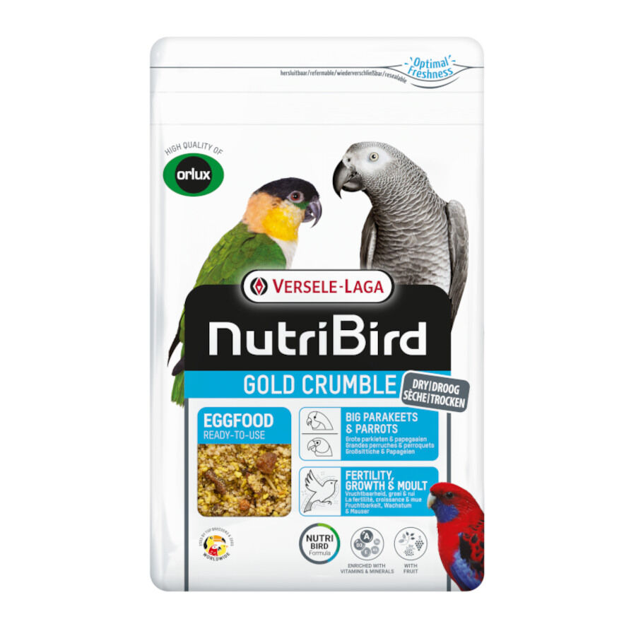 NutriBird Gold Crumble Pasta de Huevo para periquitos grandes y loros