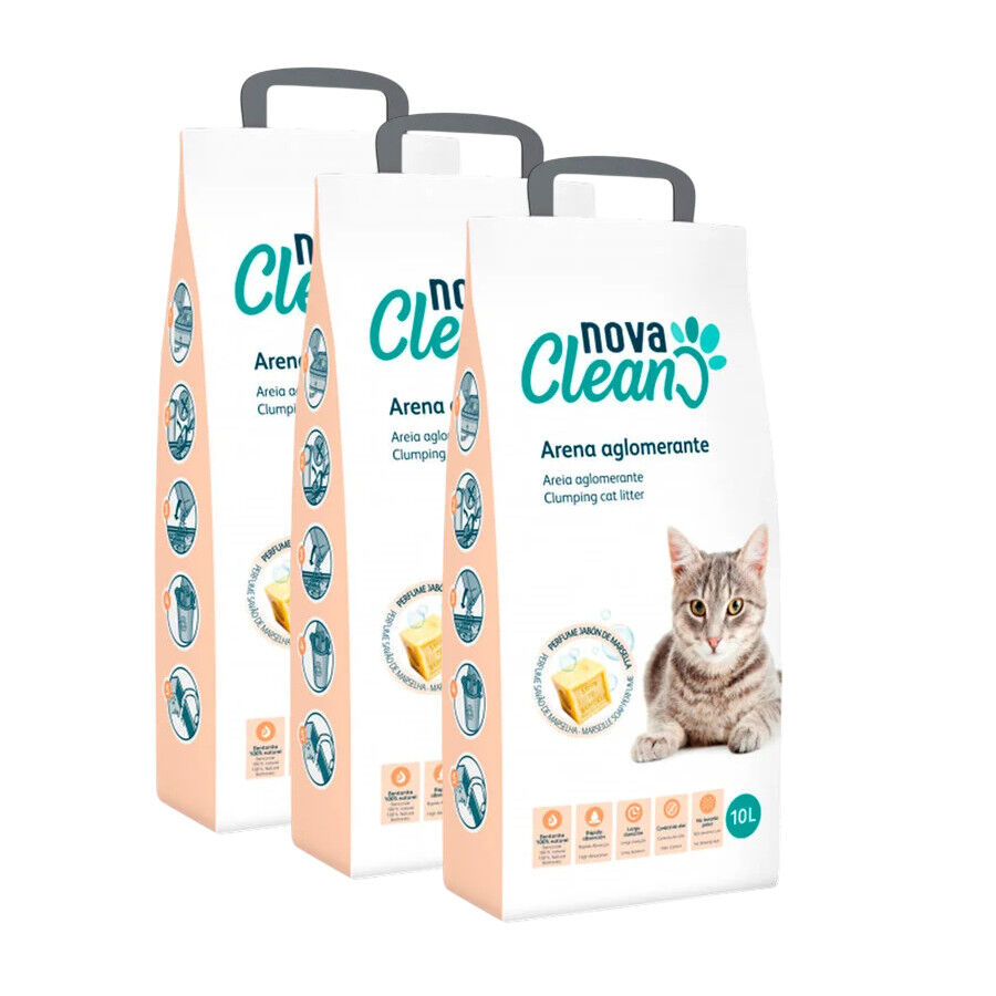 3 x 16 L Nova Clean Marsella Arena Aglomerante para gatos &iexcl;Pack ahorro!, , large Imagen numero 1