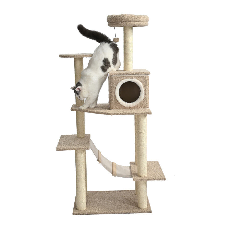 Leeby Boucle Collection &Aacute;rbol rascador con cama nido y puente para gatos, , large Imagen numero 4