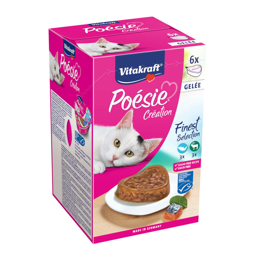 6 tarrinas x 85 g Vitakraft Po&eacute;sie Pescado y carne tarrinas en gelatina para gatos , , large Imagen numero 1