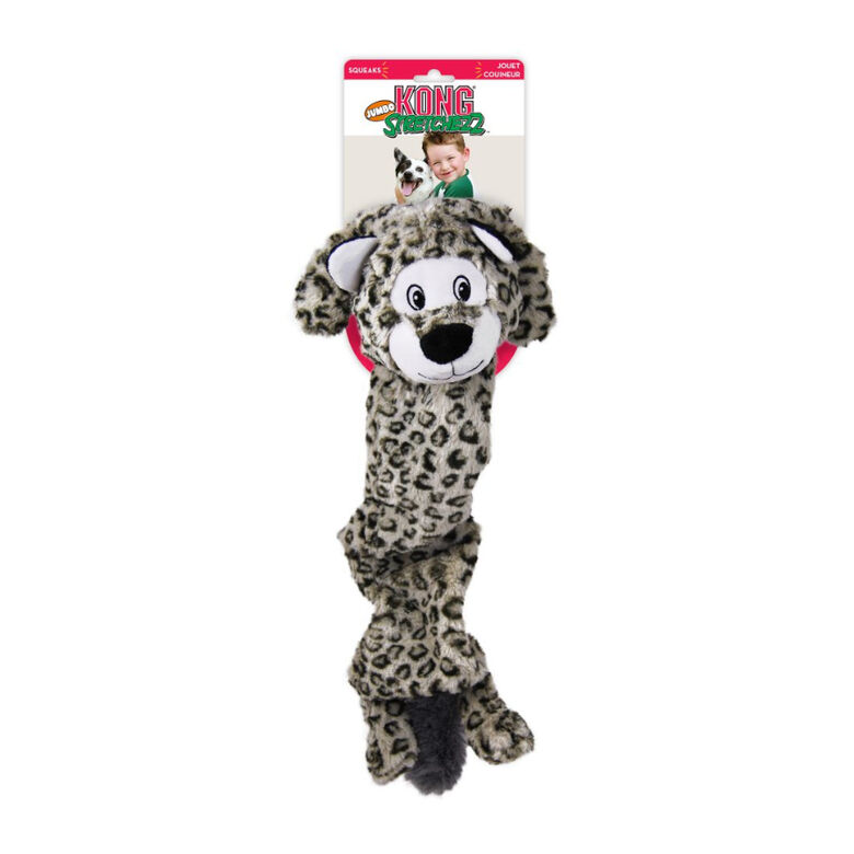 Kong Stretchezz Jumbo Snow Leopardo de peluche para perros thumbnail