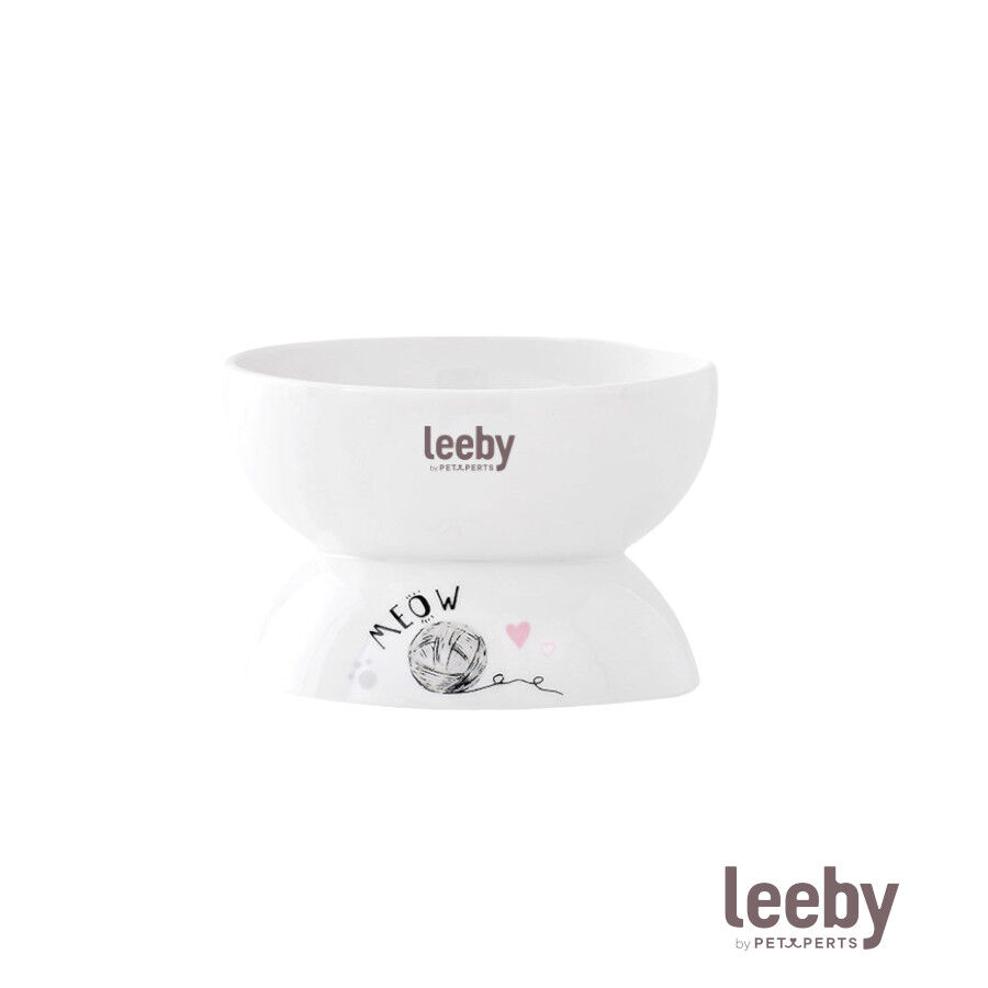 Leeby Comedero Elevado de Cer&aacute;mica Blanco para gatos, , large Imagen numero 2