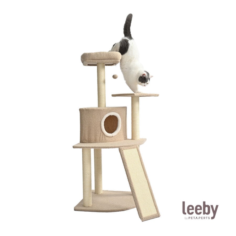 Leeby Boucle Collection Árbol rascador con cama nido y rampa para gatos thumbnail