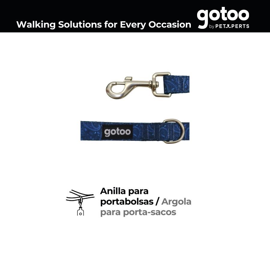 Gotoo Correa estampada cachemira clásica azul para perros thumbnail