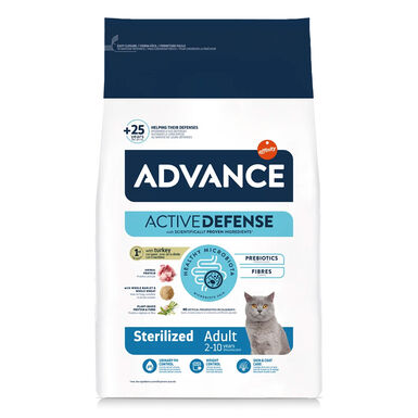 Advance Adult Sterilized Pavo y Cebada pienso para gatos