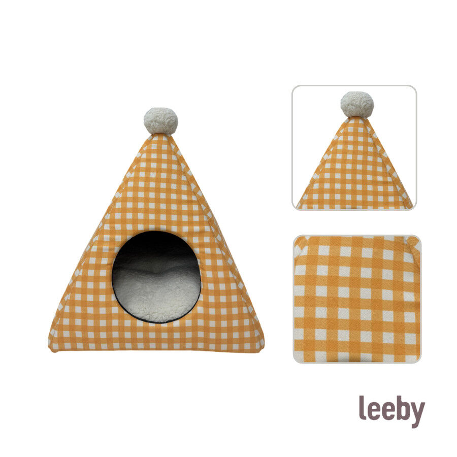 Leeby Cama Pir&aacute;mide Vichy Naranja para gatos, , large Imagen numero 4