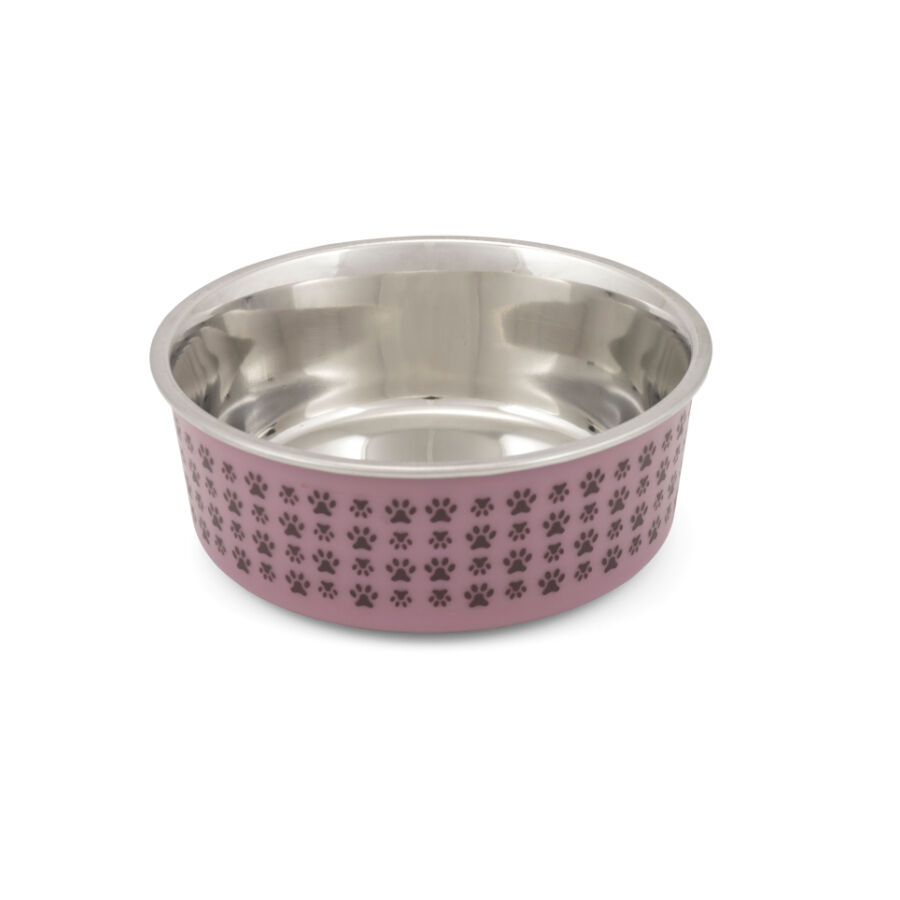 TK-Pet Inox Pawprint Comedero Rosa para perros, , large Imagen numero 1