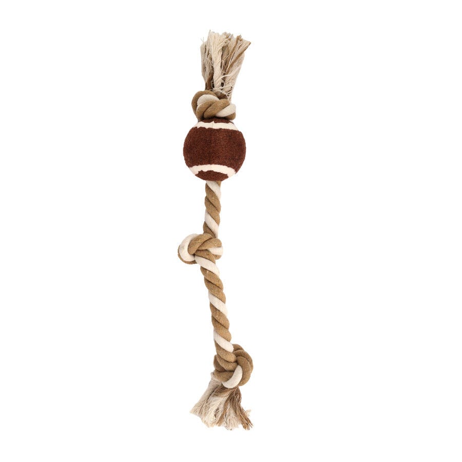 Tootoy! Pull RopeTennisball Natural pelota de tennis con cuerda para perros