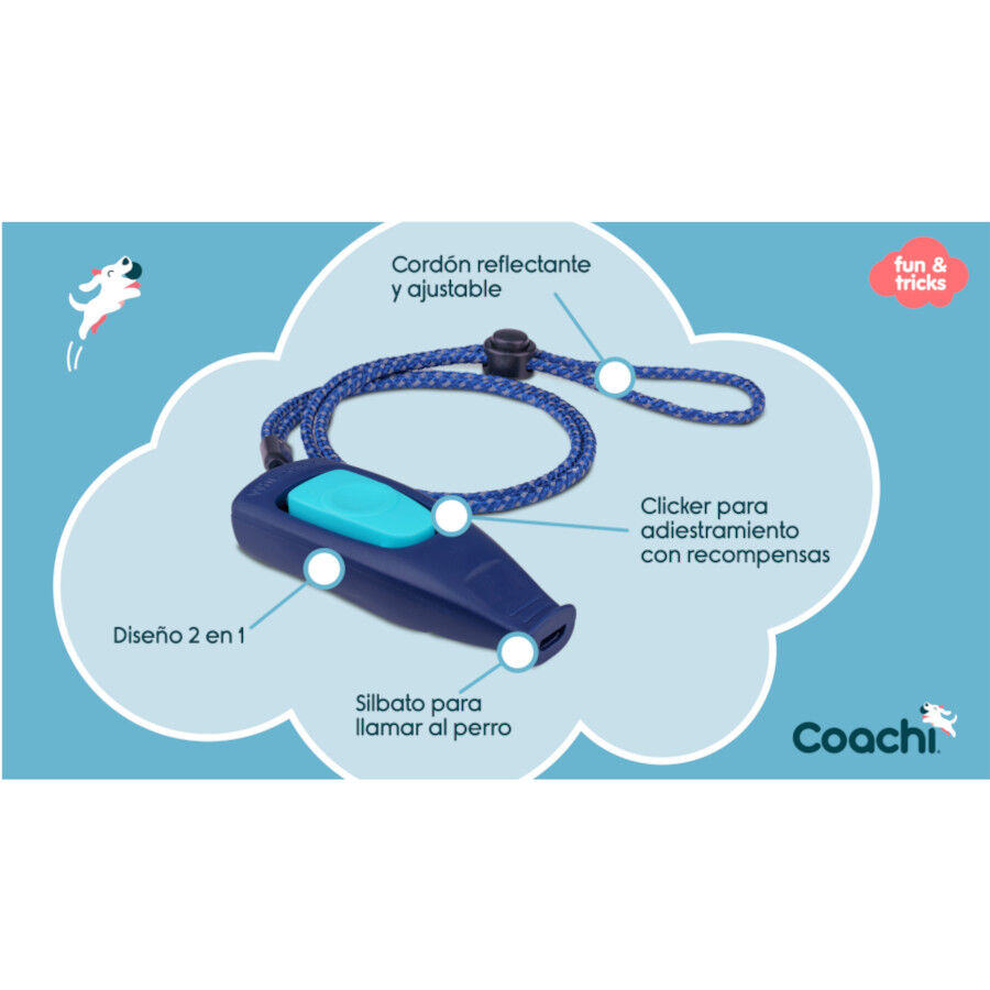 Coachi clicker con silbato de entrenamiento azul oscuro para perros thumbnail