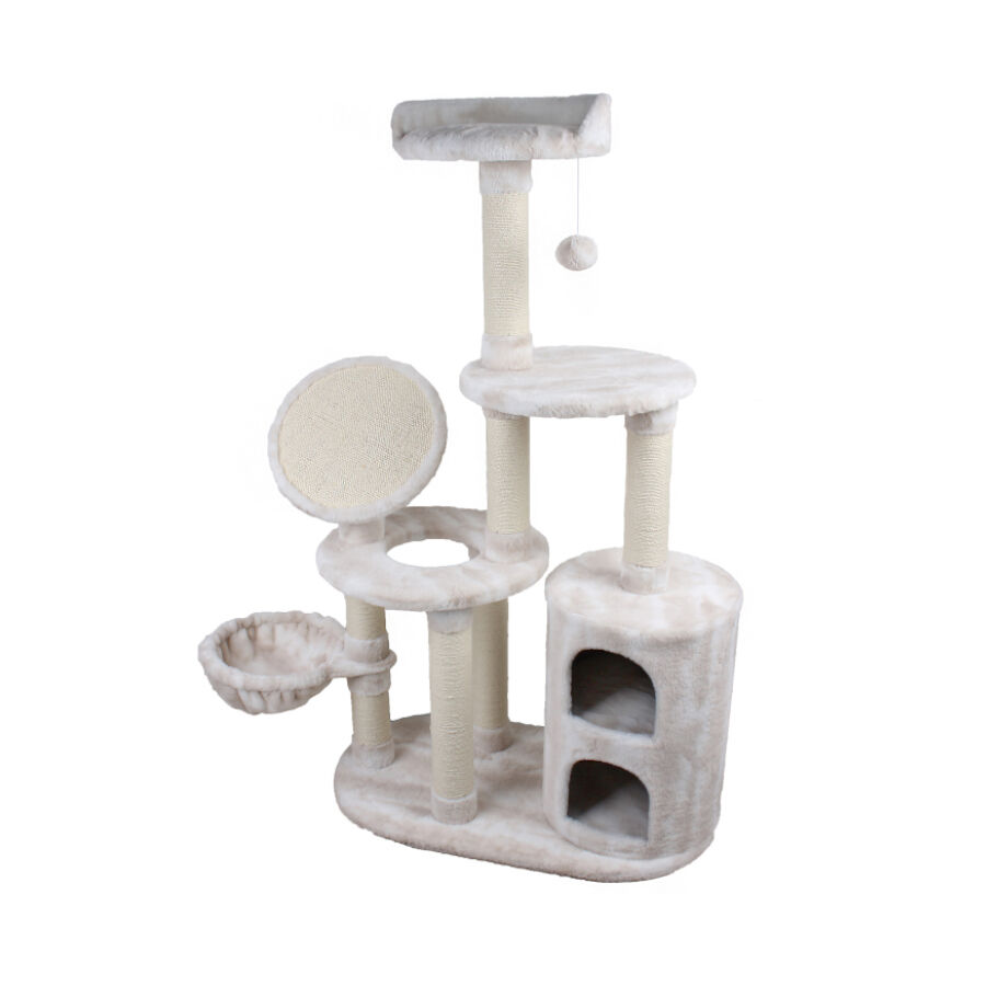 Nayeco Season rbol Rascador Blanco de tres niveles para gatos