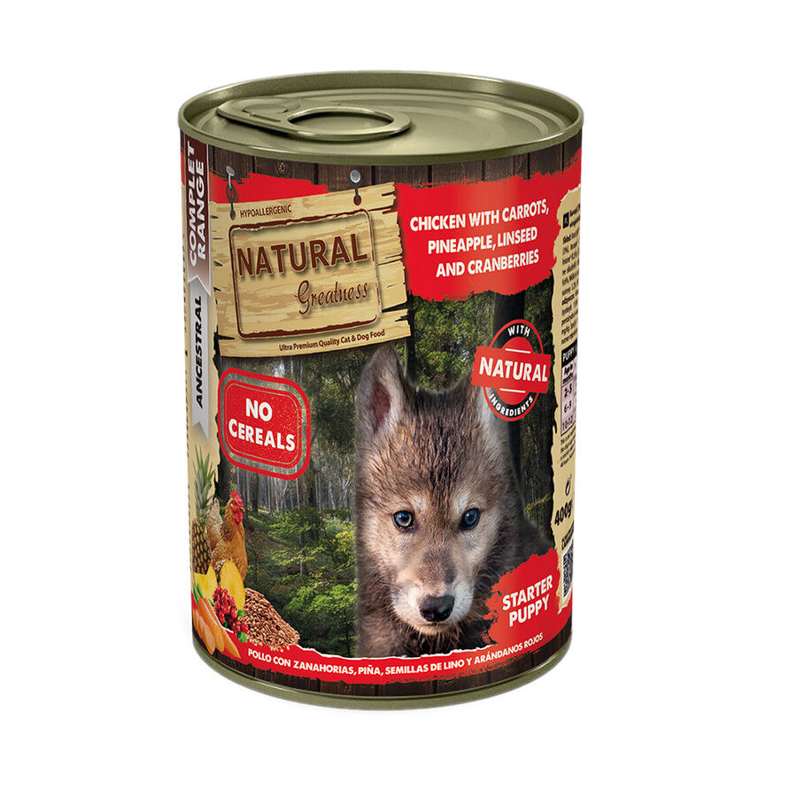 Natural Greatness Complet Range Ancestral Pollo con Zanahoria y Piña lata para perros