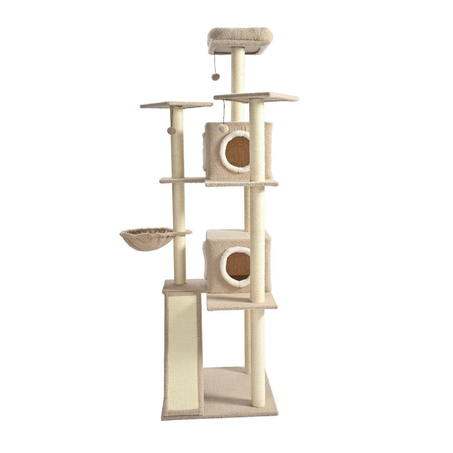 Leeby Boucle Collection Árbol rascador con camas y juguetes para gatos