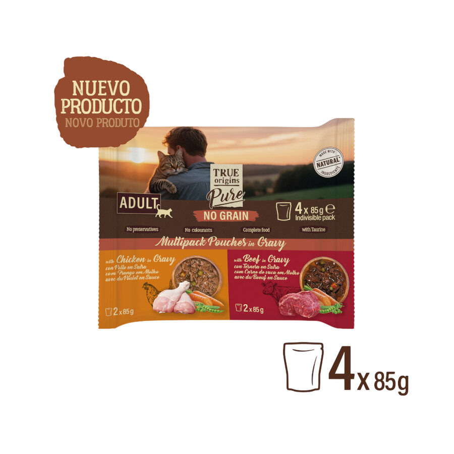 4 sobres x 85 g True Origins Pure Carne en Salsa Sobres para gatos - Multipack, , large Imagen numero 2