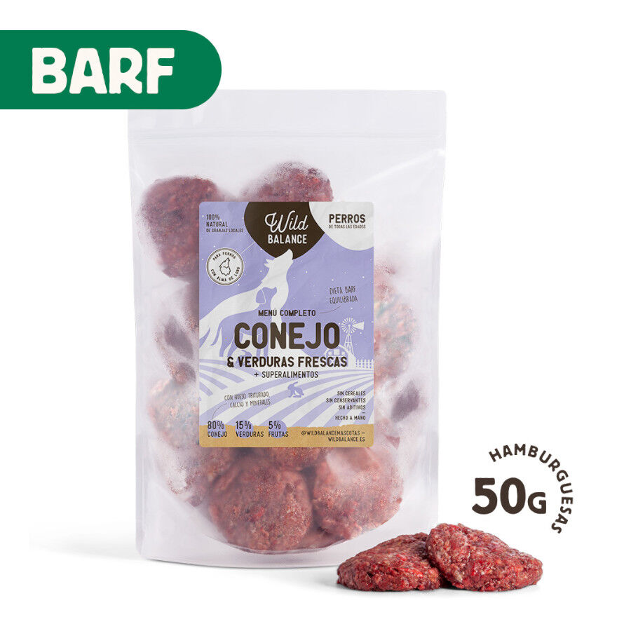 1 kg Wild Balance Men&uacute; Barf conejo con verduras comida congelada para perros, , large Imagen numero 2