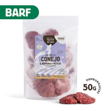 Wild Balance Menú Barf conejo con verduras comida congelada para perros