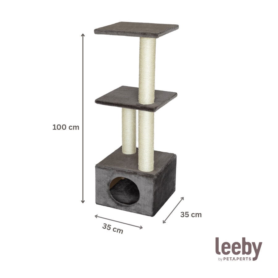 Leeby Colette DoubPost torre rascador con cama nido gris para gatos thumbnail