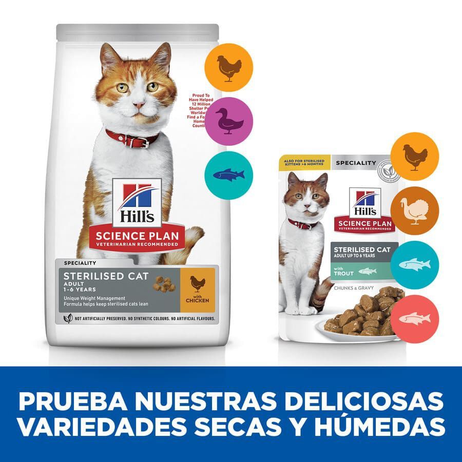 Hill&#039;s Science Plan Sterilised Young Adult Trucha Sobre en Salsa para gatos thumbnail