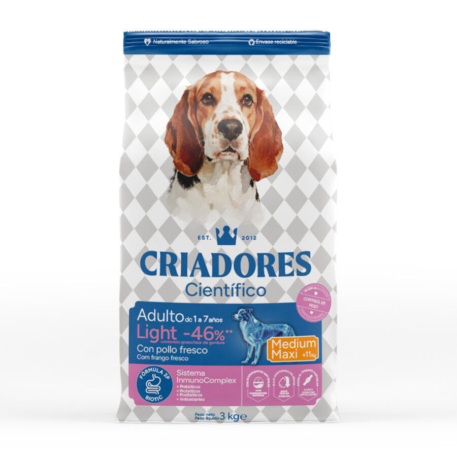Criadores Científico Light -46% contenido graso Adulto Medium-Maxi Pienso Pollo para perros