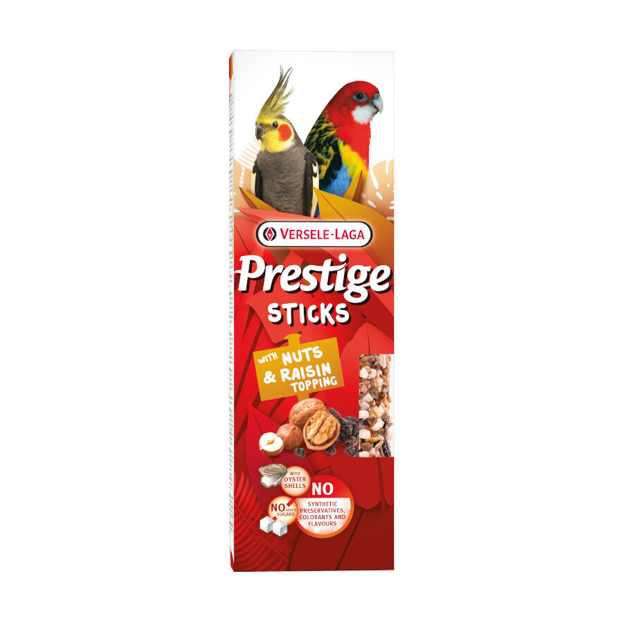 Versele-Laga Barritas Prestige Sticks con Cobertura de Nueces y Pasas para periquitos grandes