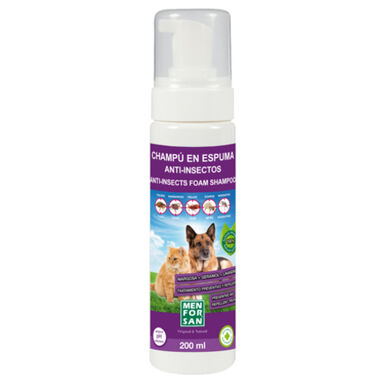Menforsan Champú anti-insectos en espuma para perros y gatos 