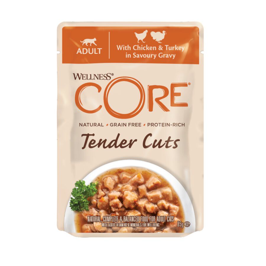 Wellness Core Tender Cuts pollo y pavo sobre en salsa para gatos thumbnail